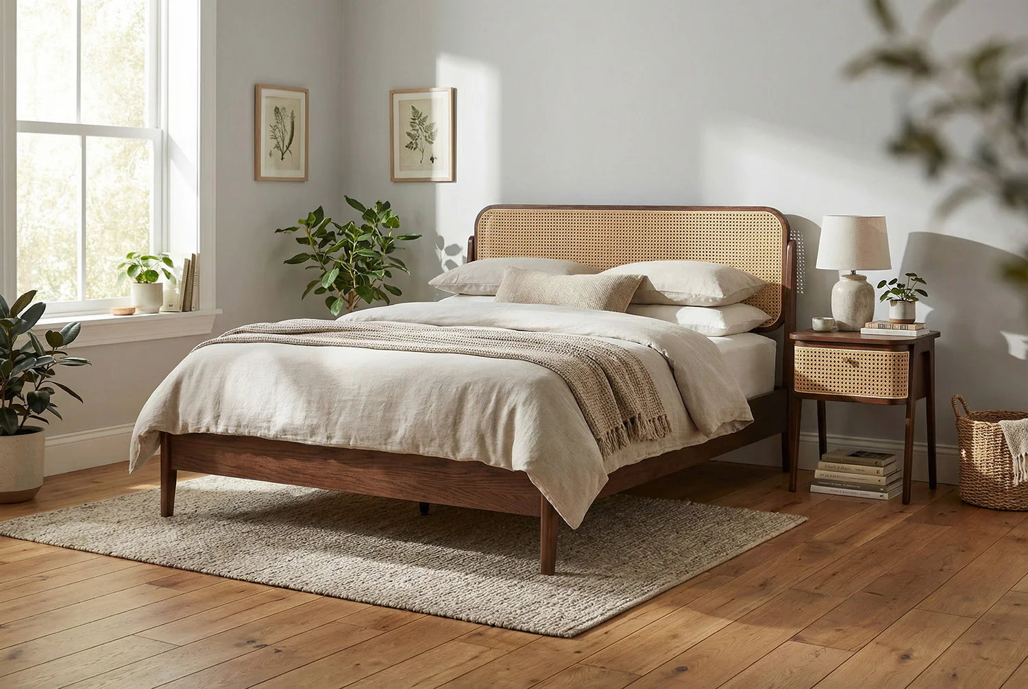 Bed 04 Double Bed, Walnut - Image 2