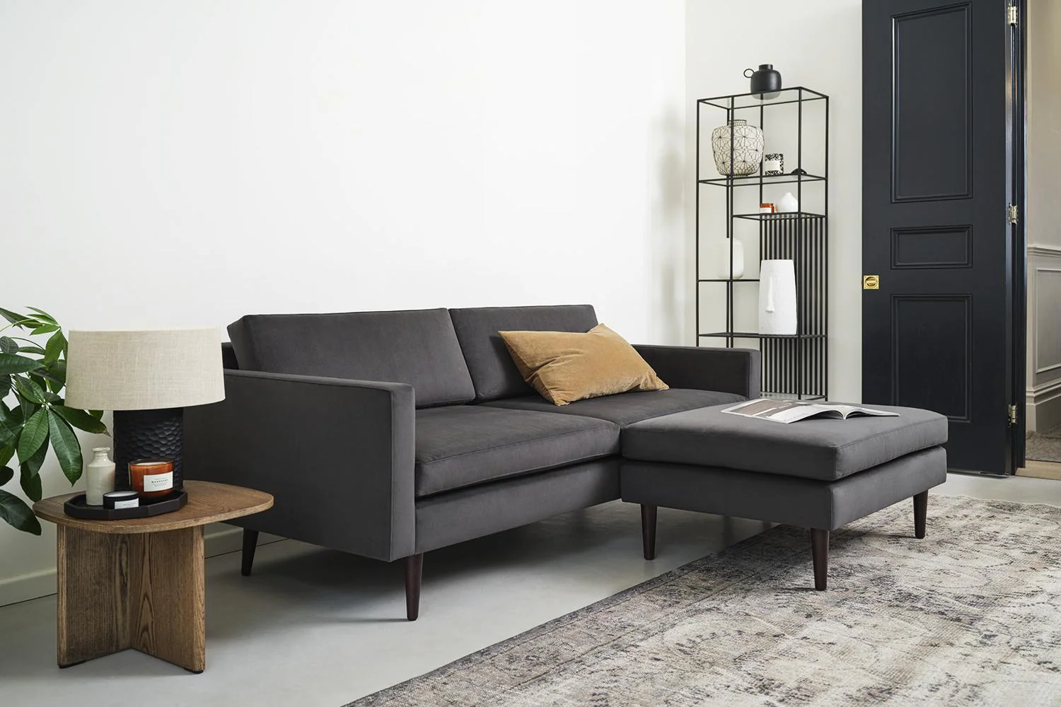 Model 01 2-Seater Sofa with Ottoman, Charcoal - Image 2