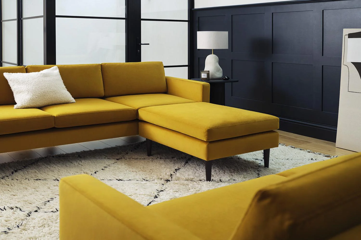 Model 01 3-Seater Sofa with Ottoman, Mustard - Image 5