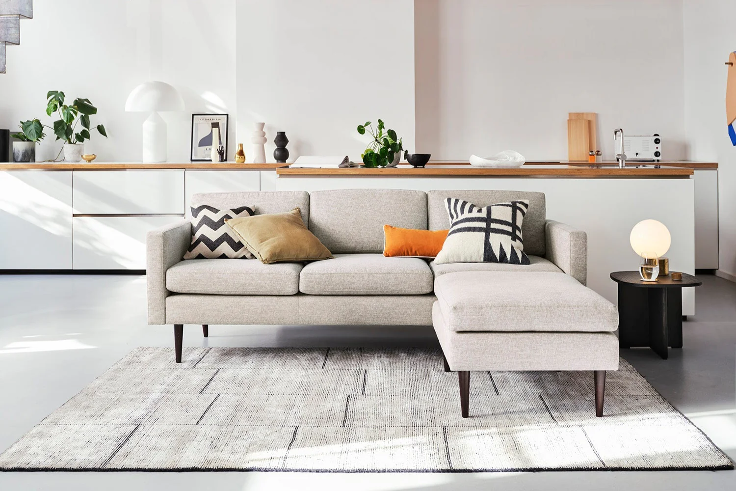 Model 01 3-Seater Sofa with Ottoman, Pumice - Image 2