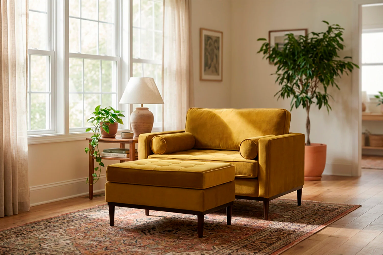 Model 02 Loveseat, Mustard - Image 2
