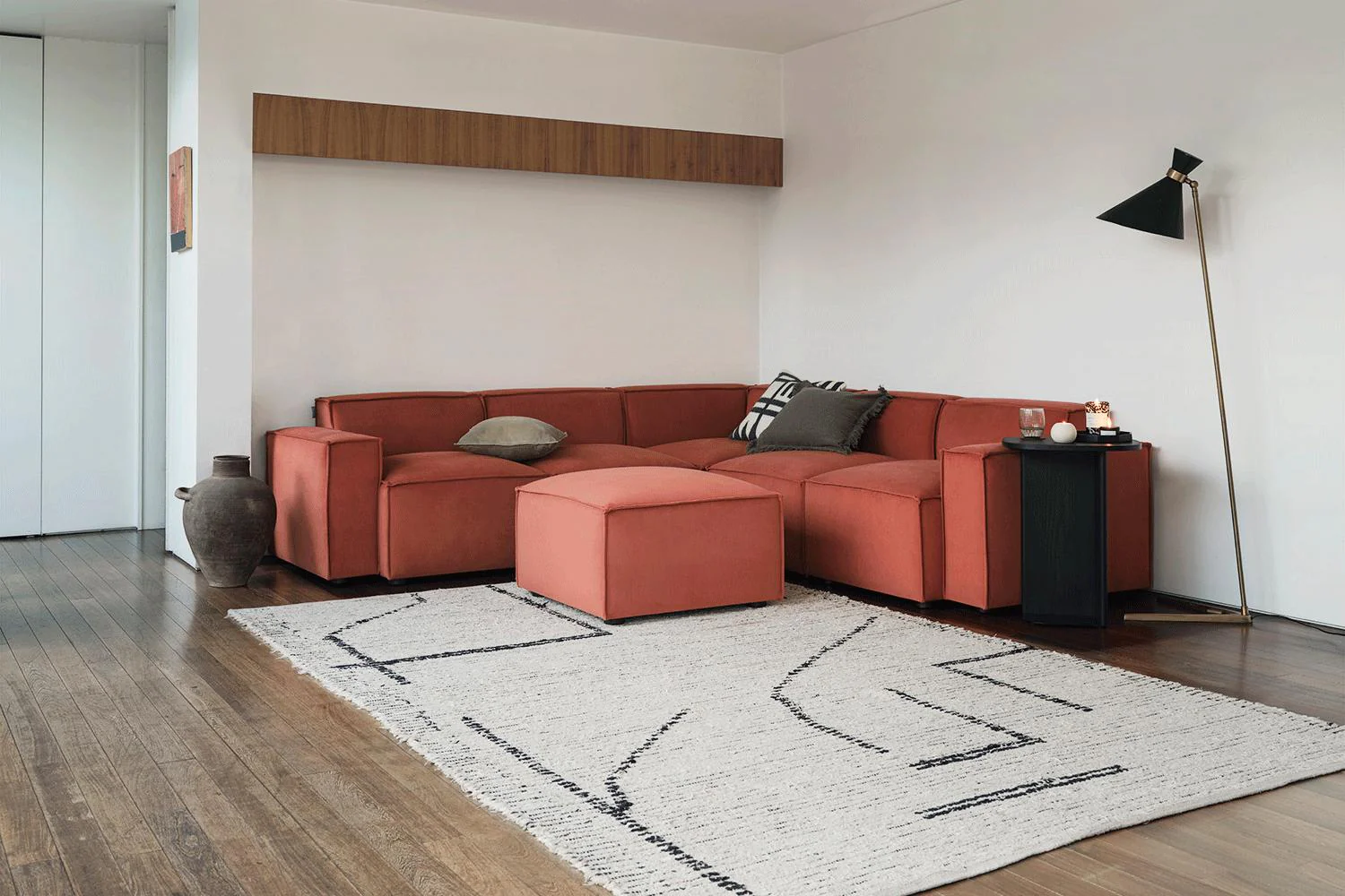 Model 03 Corner Sofa with Ottoman, Brick - Image 2