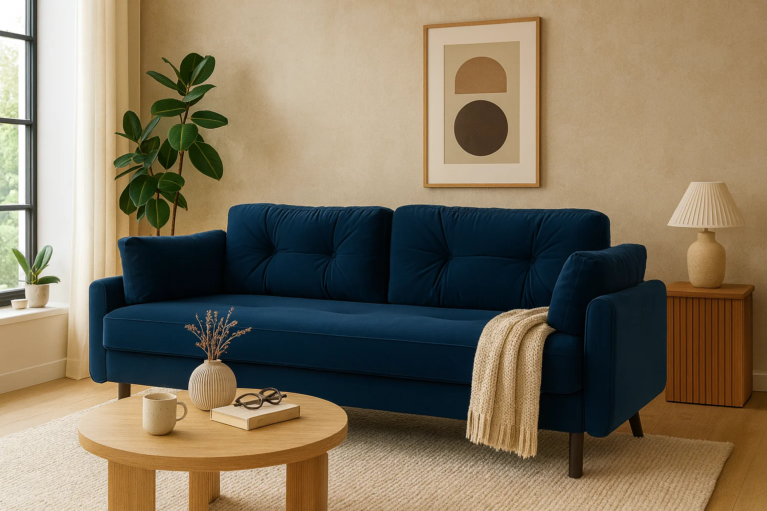 Model 04 Sofa Bed 3 Seater, Indigo - Image 2