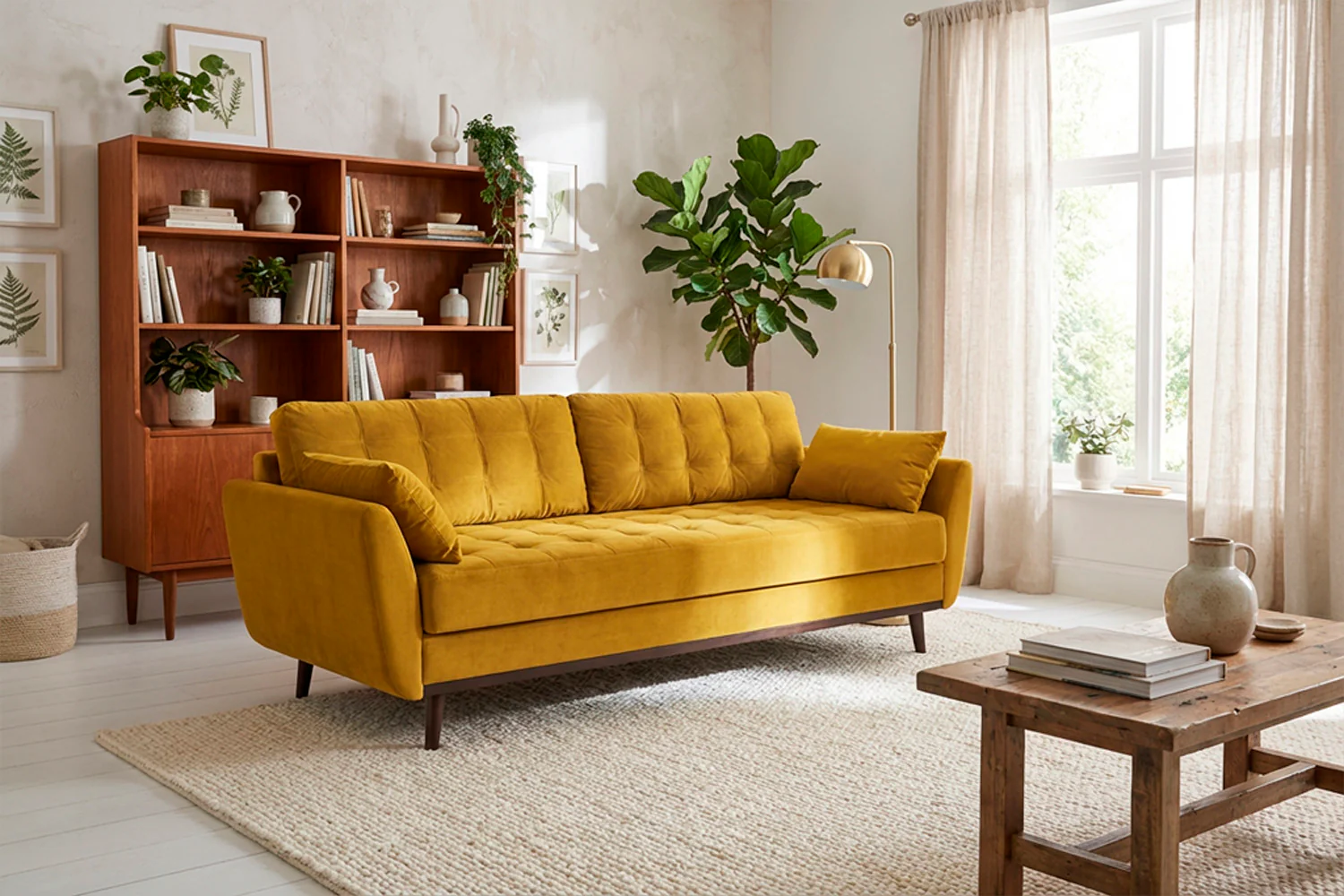 Model 10 Sofa Bed 3 Seater, Mustard - Image 4
