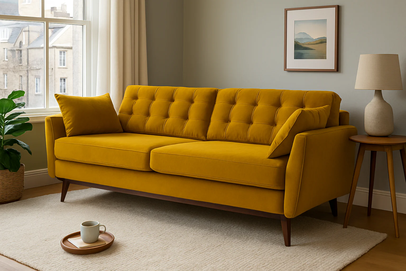 Model 10 3-Seater Sofa, Mustard - Image 2