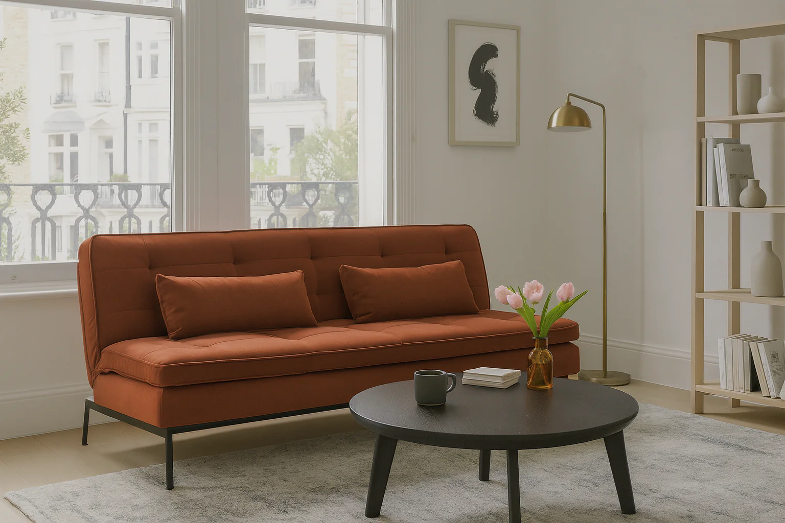 Model 11 Sofa Bed 3 Seater, Brick - Image 2
