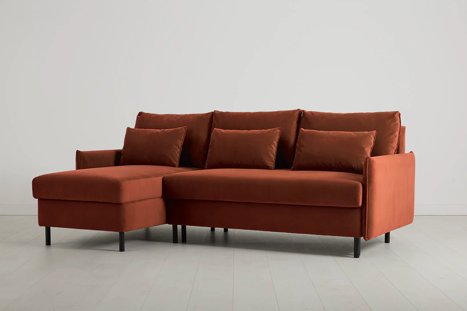 Model 12 Sofa Bed with Storage 3 Seater Left Chaise, Brick - Image 6