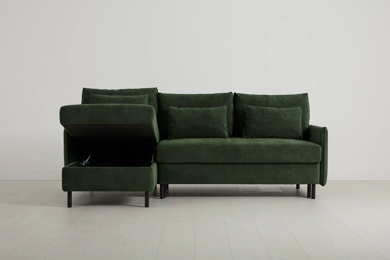 Model 12 Sofa Bed with Storage 3 Seater Left Chaise, Conifer - Image 2