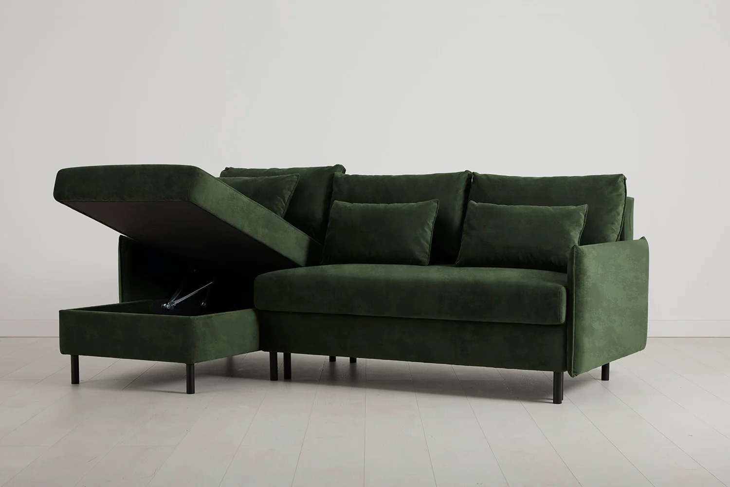 Model 12 Sofa Bed with Storage 3 Seater Left Chaise, Conifer - Image 5