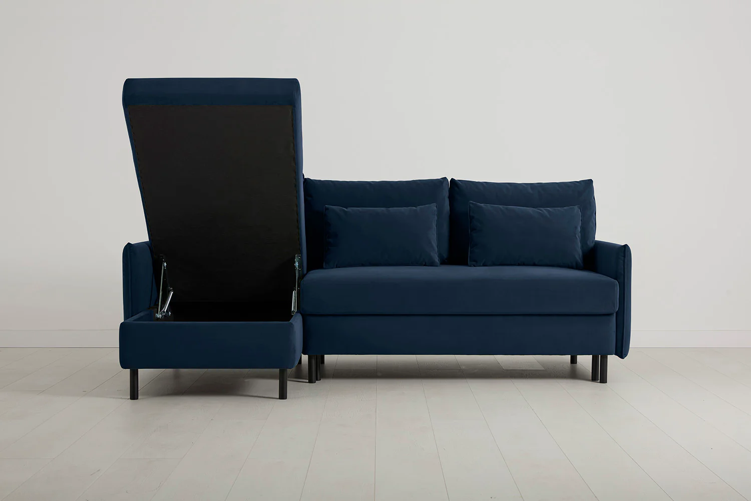 Model 12 Sofa Bed with Storage 3 Seater Left Chaise, Indigo - Image 3