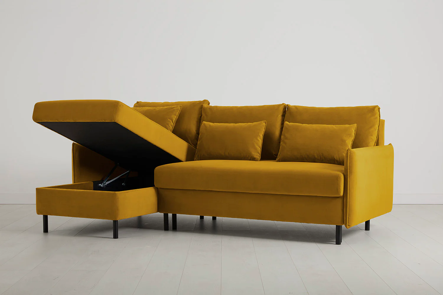Model 12 Sofa Bed with Storage 3 Seater Left Chaise, Mustard - Image 7