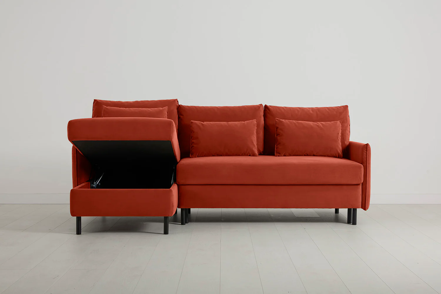 Model 12 Sofa Bed with Storage 3 Seater Left Chaise, Paprika - Image 2
