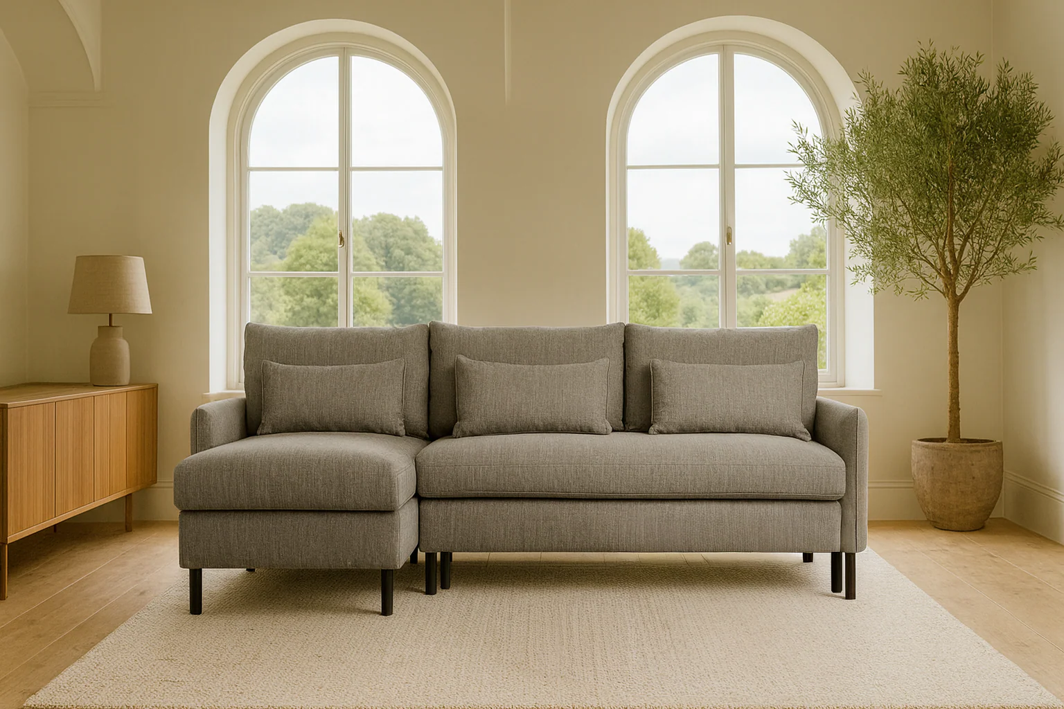 Model 12 Sofa Bed with Storage 3 Seater Left Chaise, Shadow - Image 2