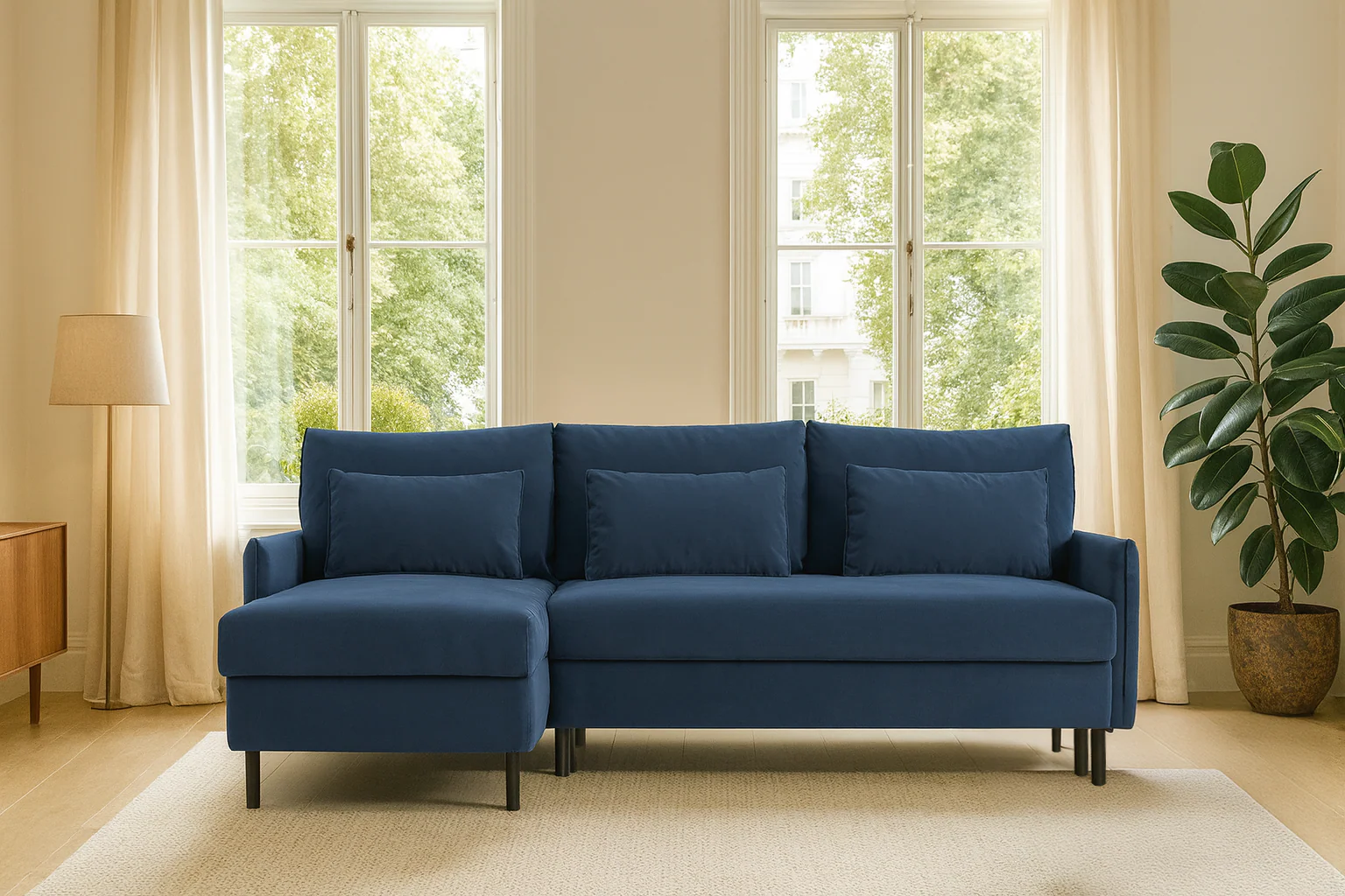 Model 12 Sofa Bed with Storage 3 Seater Left Chaise, Teal - Image 2