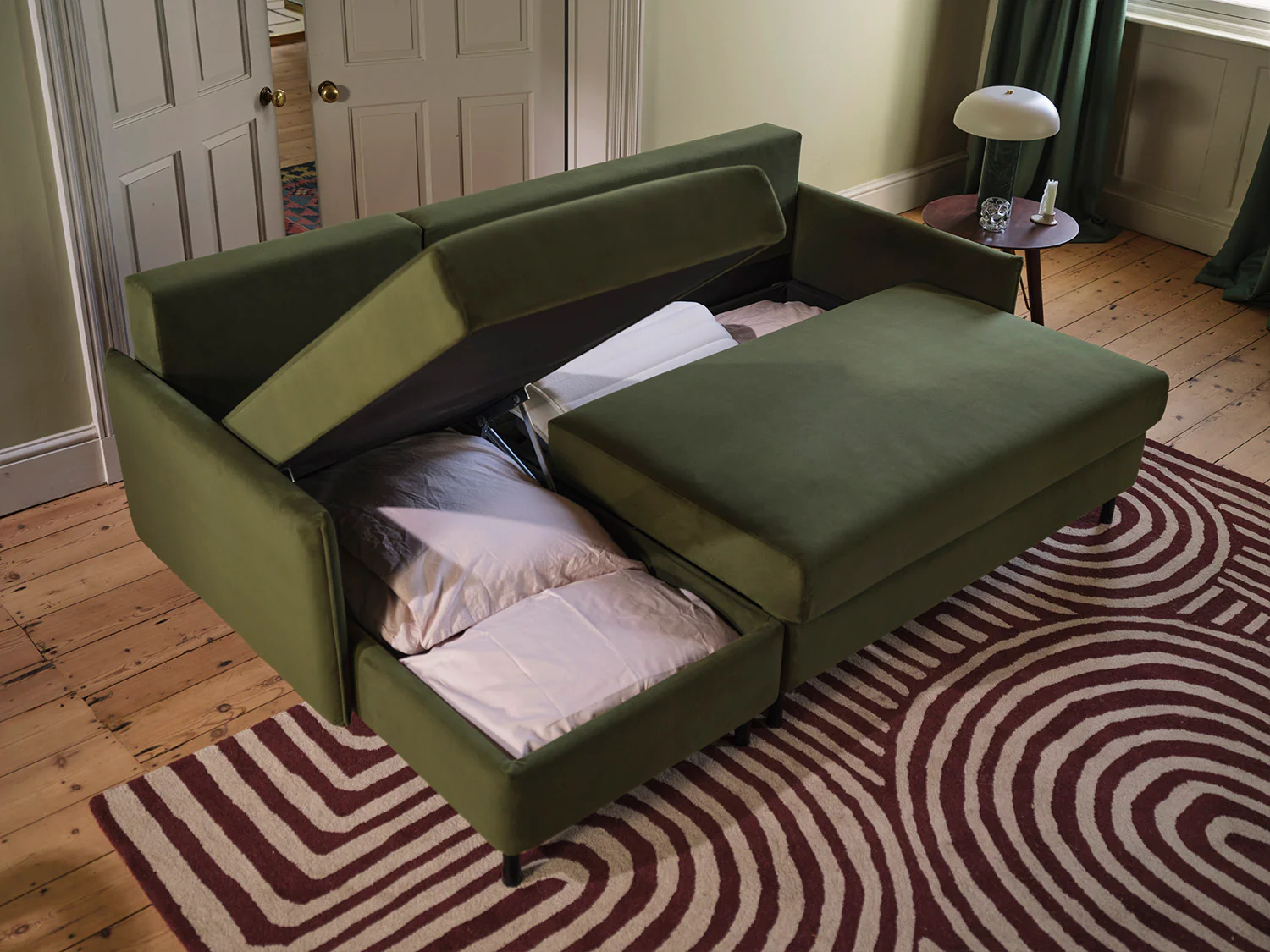 Model 12 Sofa Bed with Storage 3 Seater Left Chaise, Vine - Image 3