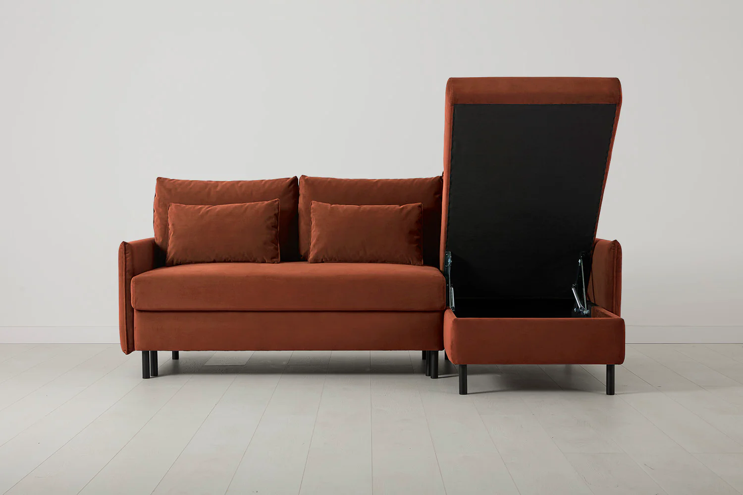 Model 12 Sofa Bed with Storage 3 Seater Right Chaise, Brick - Image 5