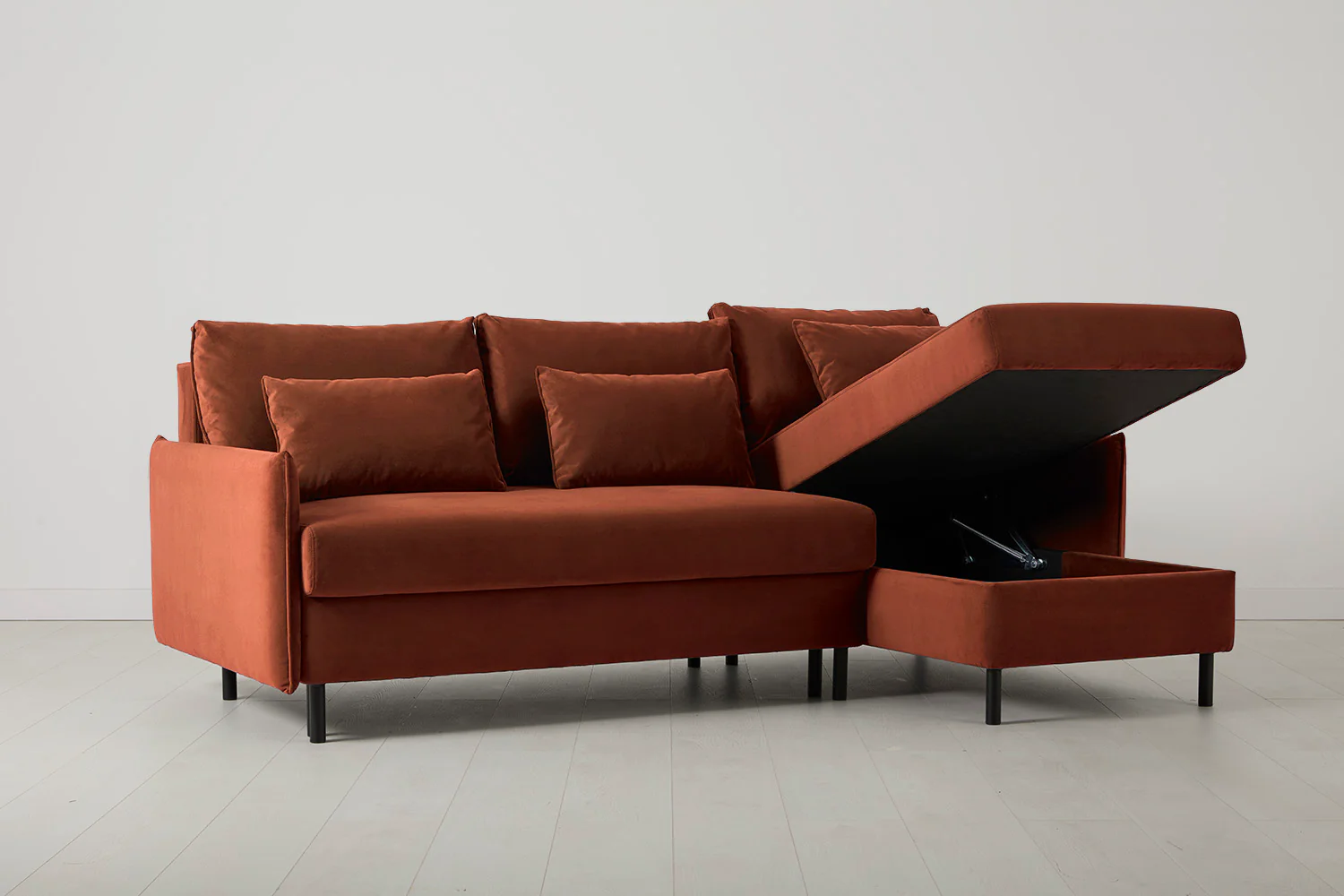 Model 12 Sofa Bed with Storage 3 Seater Right Chaise, Brick - Image 7