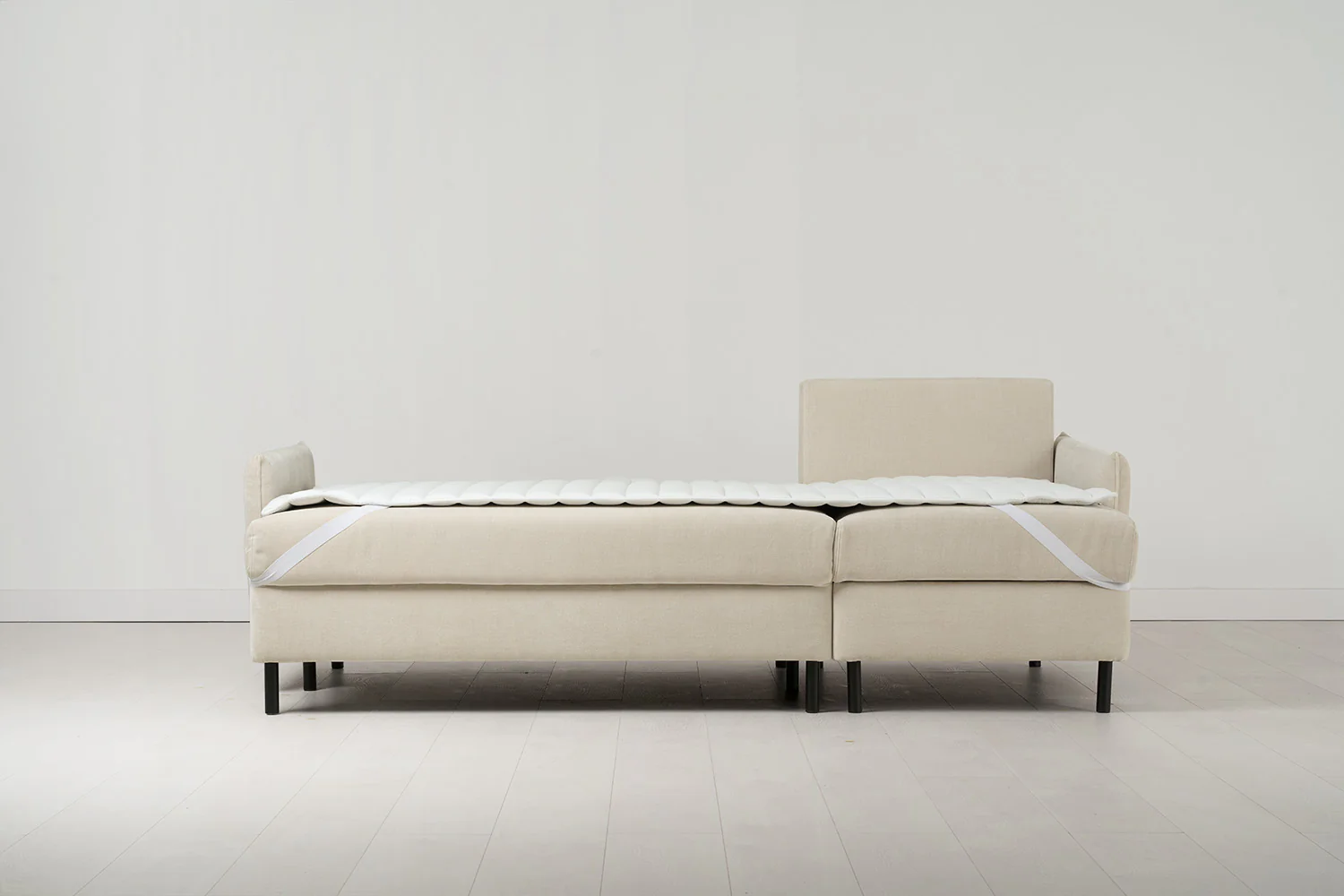 Model 12 Sofa Bed with Storage 3 Seater Right Chaise, Chalk - Image 11