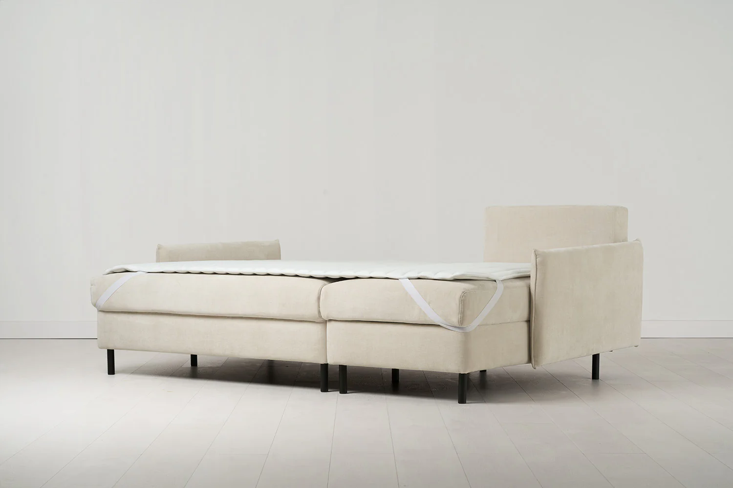 Model 12 Sofa Bed with Storage 3 Seater Right Chaise, Chalk - Image 12
