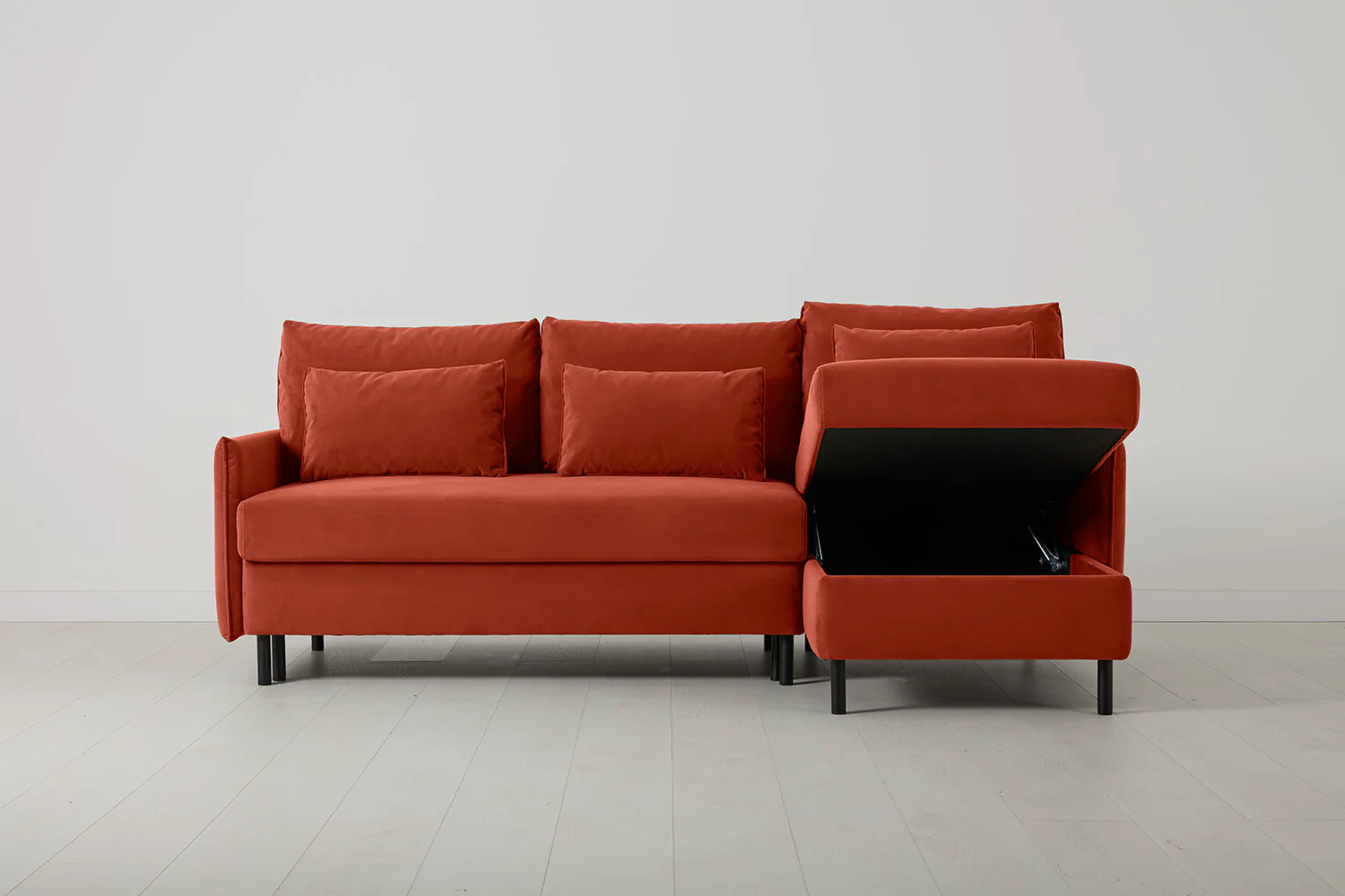 Model 12 Sofa Bed with Storage 3 Seater Right Chaise, Paprika - Image 2