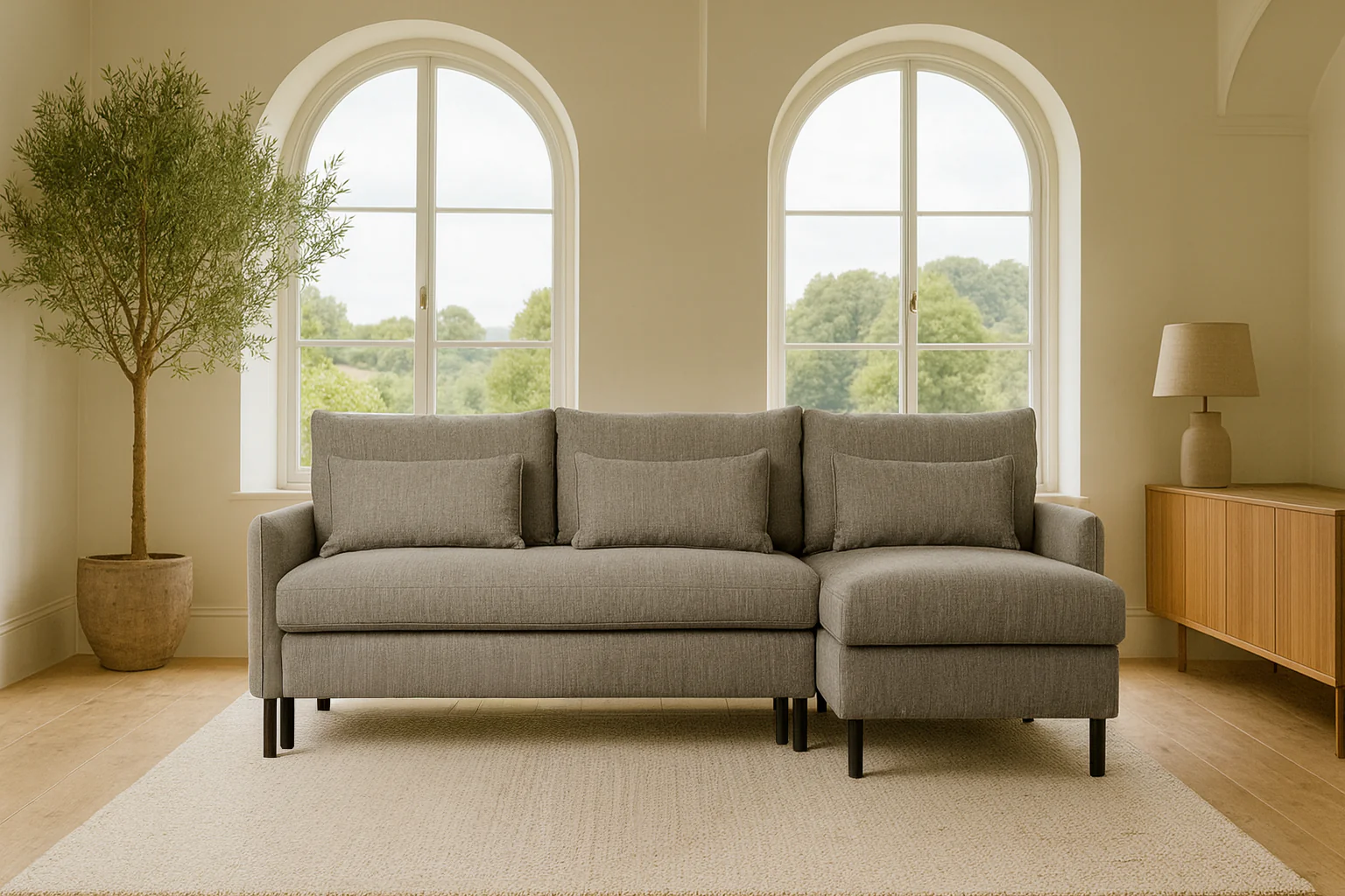 Model 12 Sofa Bed with Storage 3 Seater Right Chaise, Shadow - Image 2