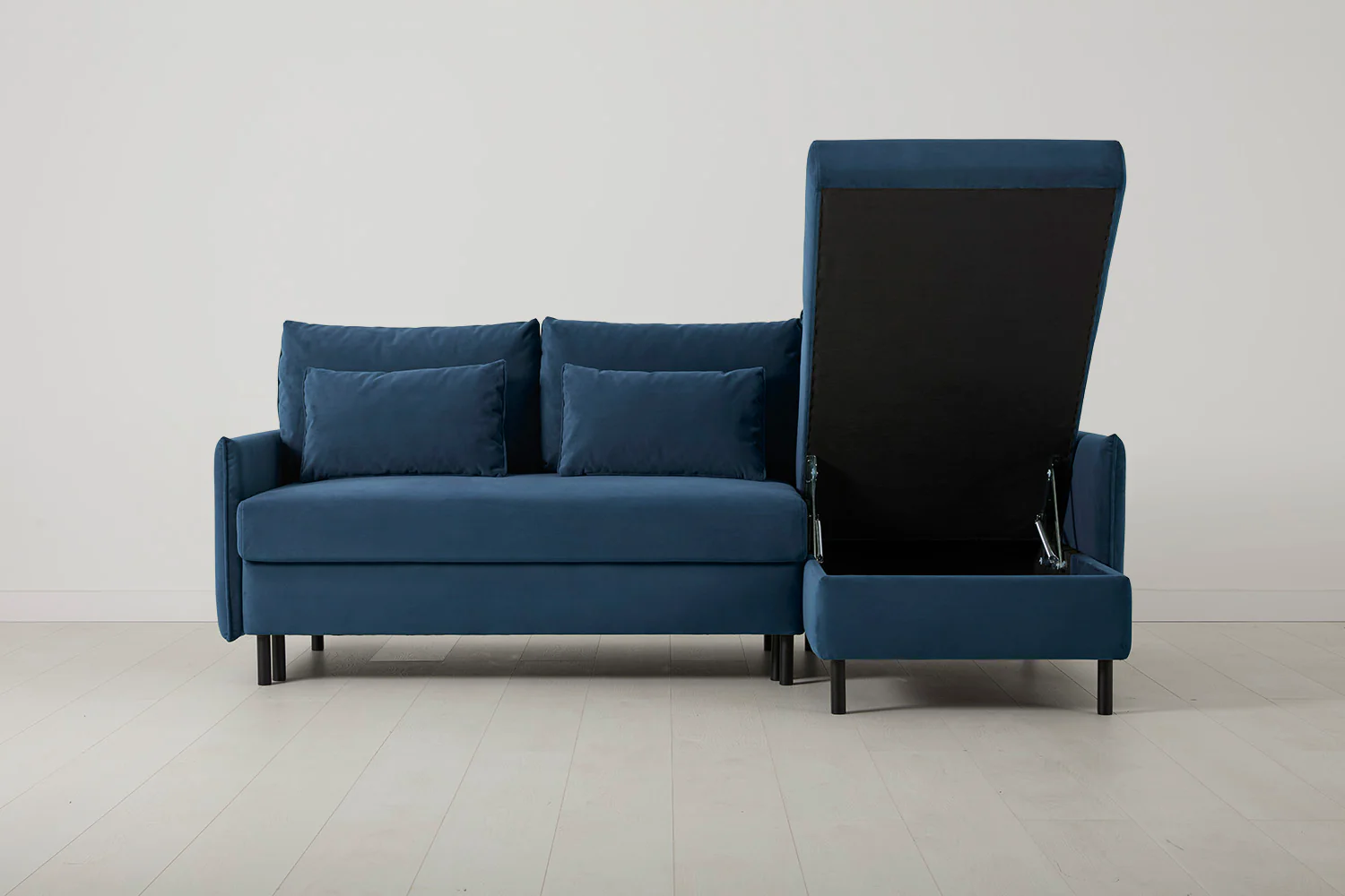 Model 12 Sofa Bed with Storage 3 Seater Right Chaise, Teal - Image 9