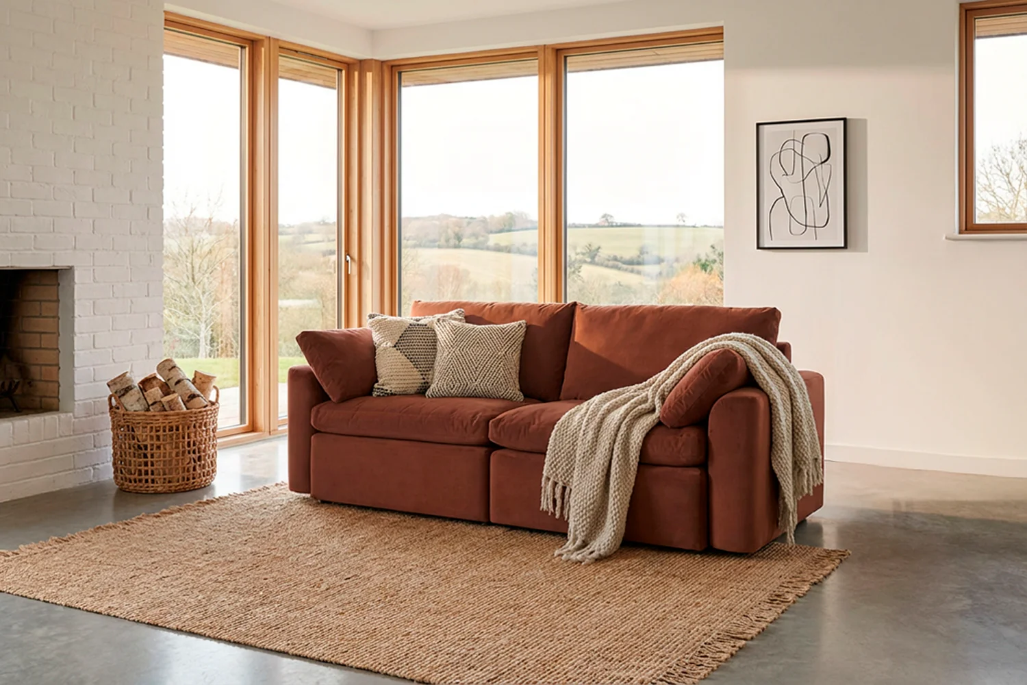 Model 13 3-Seater Sofa, Brick - Image 2