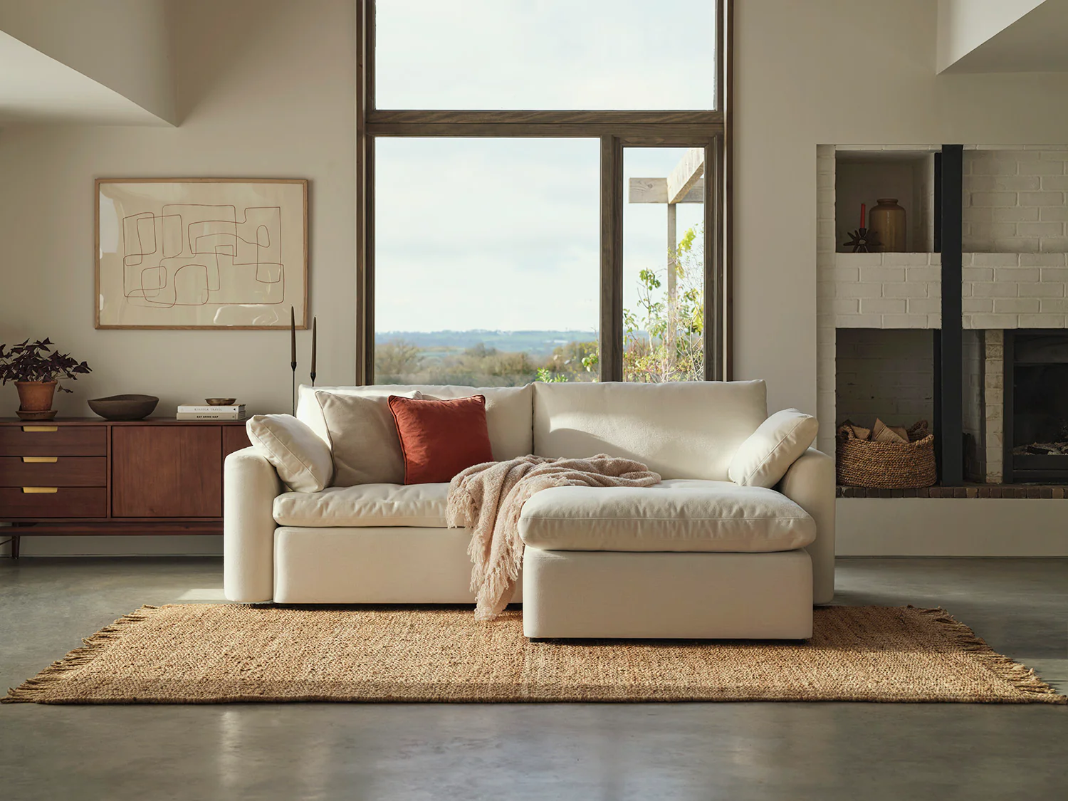 Model 13 3-Seater Right Chaise Sofa, White - Image 2