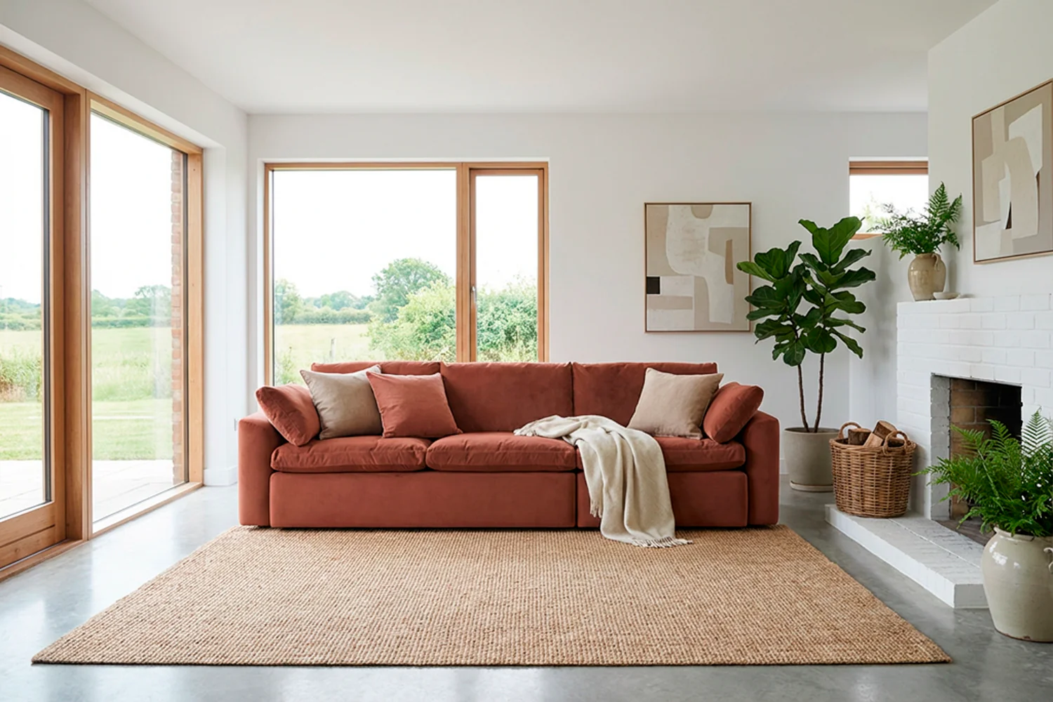 Model 13 4-Seater Sofa, Brick - Image 2