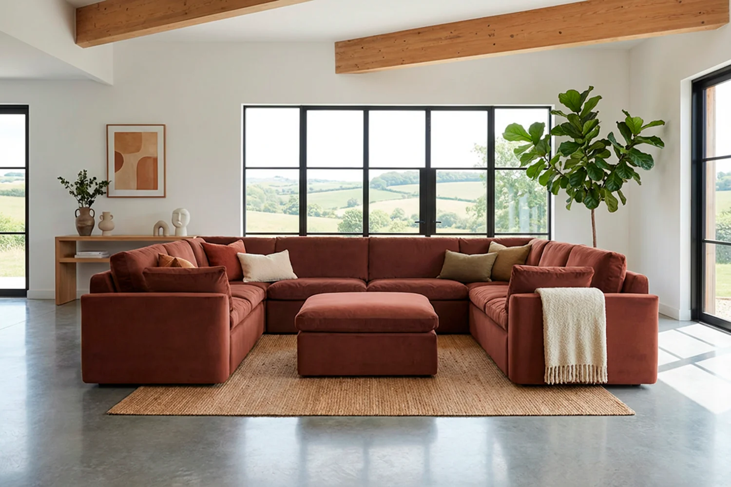 Model 13 U Shaped Sofa, Brick - Image 2