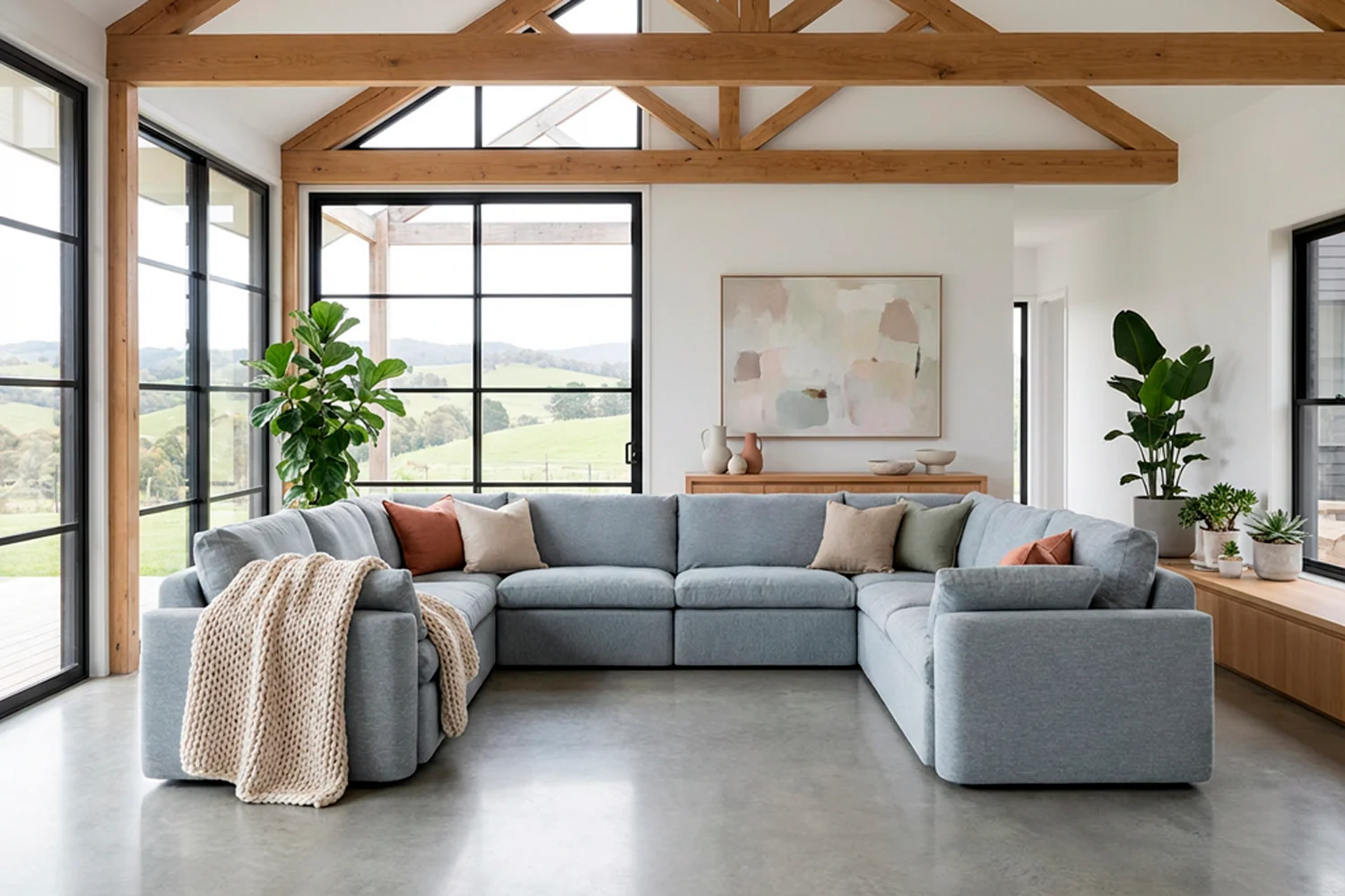 Model 13 U Shaped Sofa, Seaglass - Image 2