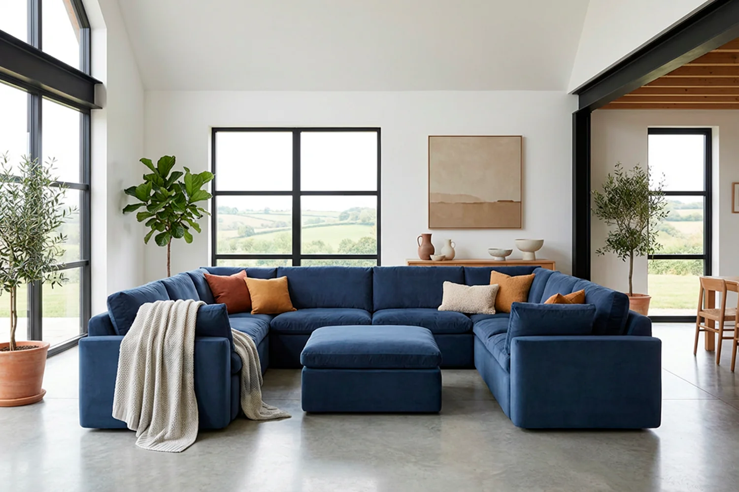 Model 13 U Shaped Sofa, Teal - Image 2